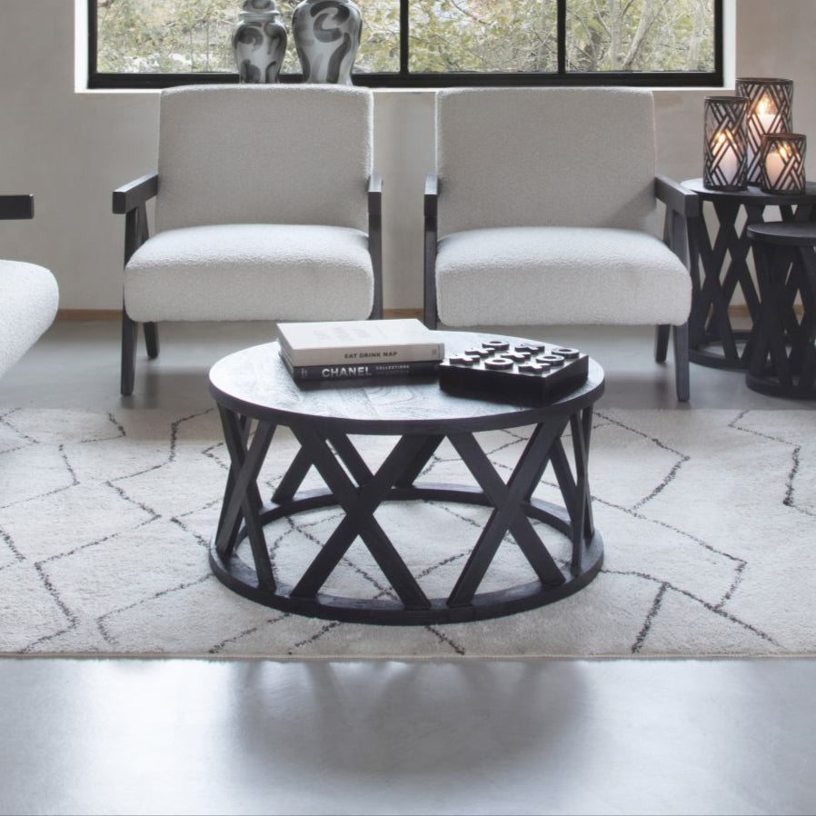 Cali Black Mango Wood Round Coffee Table